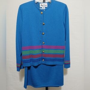 Anne Klein Blue Striped Women's Suit
